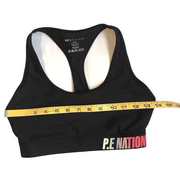 P.E Nation Womens Black Emerging Sports Bra Racerback S Small Logo Unpadded EUC - Picture 6 of 9